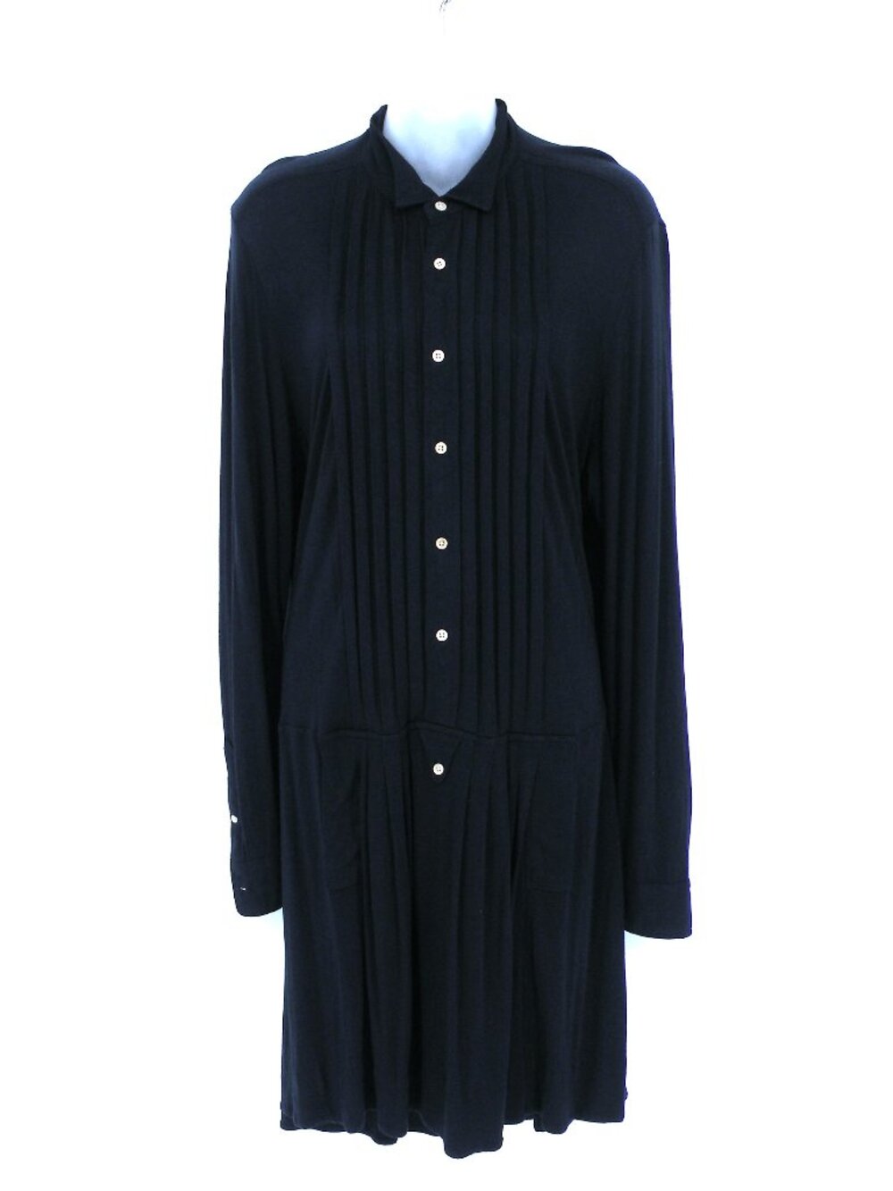 POLO RALPH LAUREN Womens Navy Blue Jersey Knit Shirt DRESS XL Tunic Button 16 18